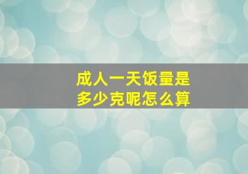 成人一天饭量是多少克呢怎么算