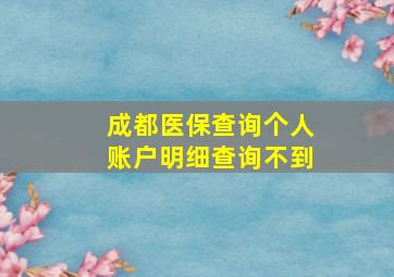 成都医保查询个人账户明细查询不到