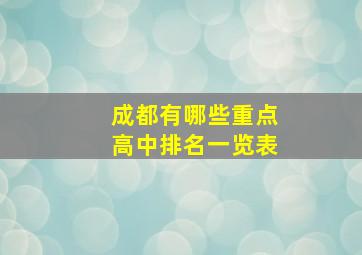 成都有哪些重点高中排名一览表