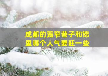 成都的宽窄巷子和锦里哪个人气要旺一些