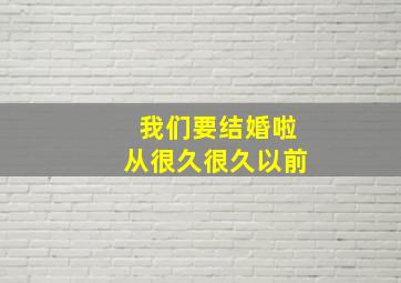 我们要结婚啦从很久很久以前