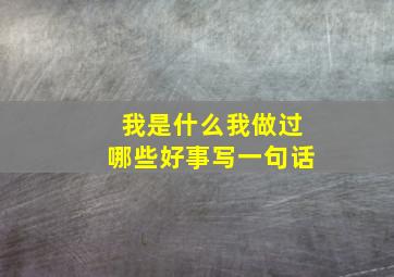 我是什么我做过哪些好事写一句话