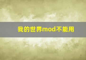 我的世界mod不能用