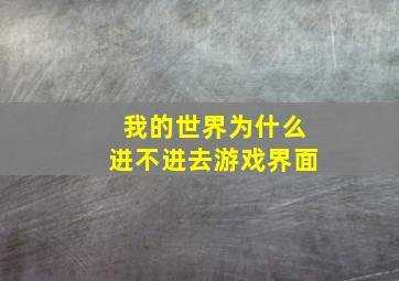 我的世界为什么进不进去游戏界面