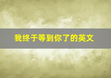 我终于等到你了的英文