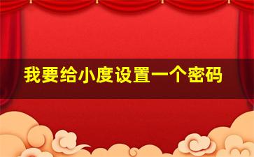 我要给小度设置一个密码