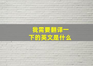 我需要翻译一下的英文是什么