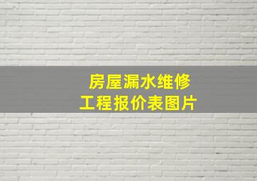 房屋漏水维修工程报价表图片