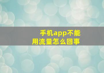 手机app不能用流量怎么回事