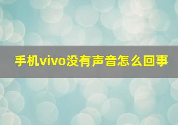 手机vivo没有声音怎么回事