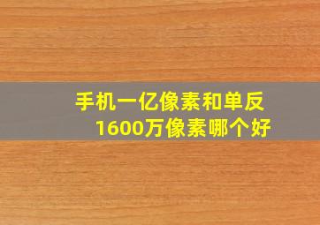 手机一亿像素和单反1600万像素哪个好