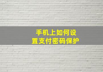 手机上如何设置支付密码保护