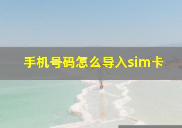 手机号码怎么导入sim卡