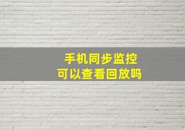 手机同步监控可以查看回放吗