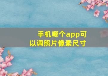 手机哪个app可以调照片像素尺寸