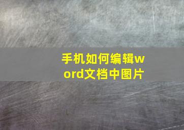 手机如何编辑word文档中图片