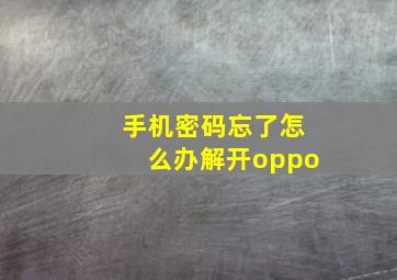 手机密码忘了怎么办解开oppo