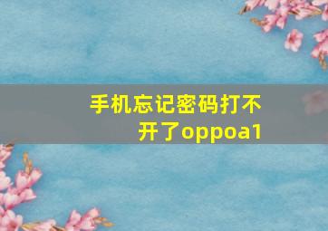 手机忘记密码打不开了oppoa1