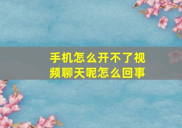 手机怎么开不了视频聊天呢怎么回事