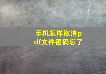 手机怎样取消pdf文件密码忘了