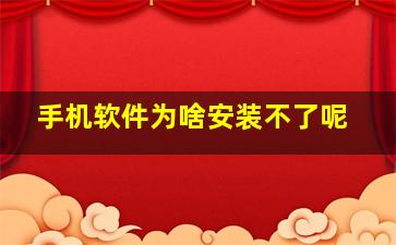 手机软件为啥安装不了呢