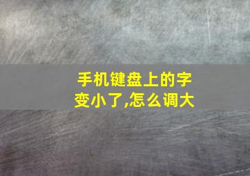 手机键盘上的字变小了,怎么调大