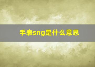 手表sng是什么意思