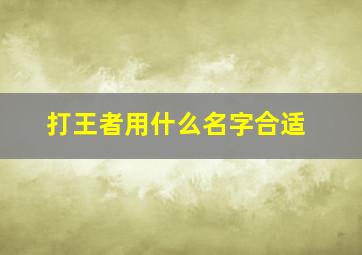 打王者用什么名字合适