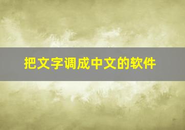 把文字调成中文的软件