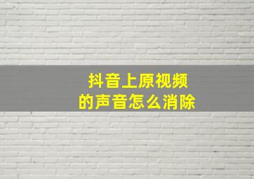 抖音上原视频的声音怎么消除