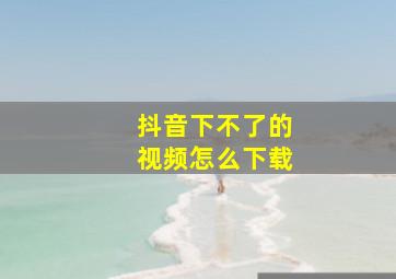 抖音下不了的视频怎么下载