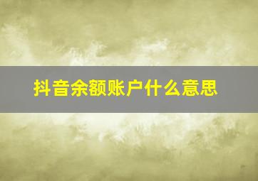 抖音余额账户什么意思