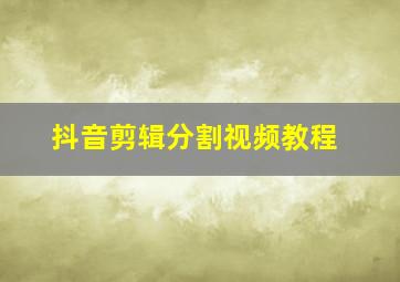 抖音剪辑分割视频教程