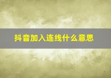 抖音加入连线什么意思