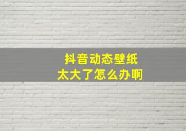 抖音动态壁纸太大了怎么办啊