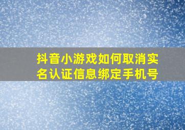 抖音小游戏如何取消实名认证信息绑定手机号