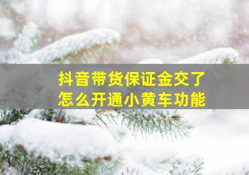 抖音带货保证金交了怎么开通小黄车功能