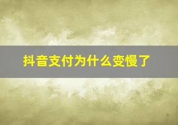 抖音支付为什么变慢了