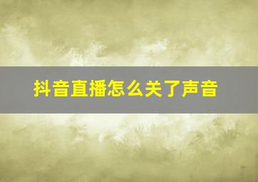 抖音直播怎么关了声音