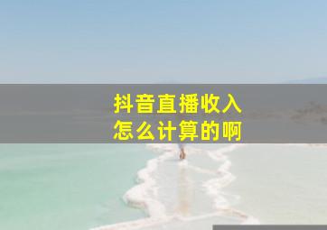 抖音直播收入怎么计算的啊