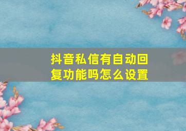 抖音私信有自动回复功能吗怎么设置