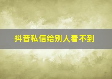 抖音私信给别人看不到