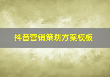 抖音营销策划方案模板