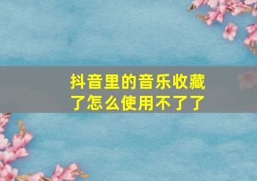 抖音里的音乐收藏了怎么使用不了了