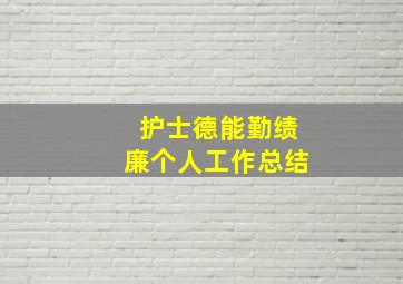 护士德能勤绩廉个人工作总结