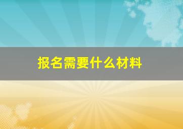 报名需要什么材料