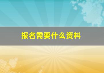 报名需要什么资料