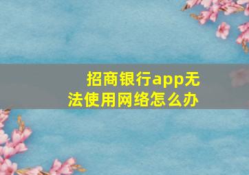 招商银行app无法使用网络怎么办