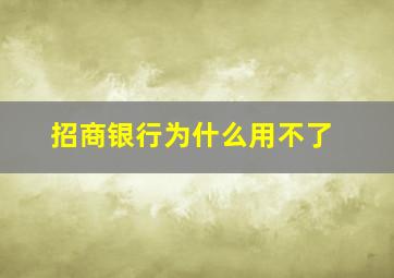 招商银行为什么用不了