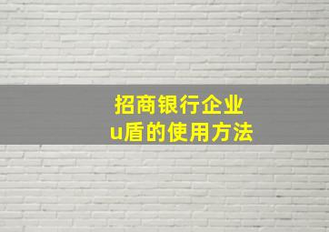 招商银行企业u盾的使用方法